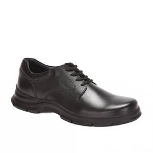 NEW FERRATO men's flat leather shoes in black